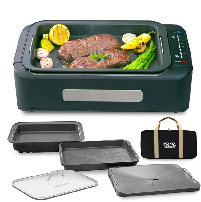 스마트베리 케이 그릴 본체 + 전용팬 3종 + 전용뚜껑 + 전원선 + 전용가방, SBG-K01(블랙)