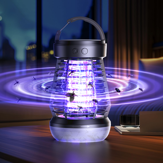 Ambition 충전 무선 캠핑 랜턴 겸용 모기 퇴치기, A블랙