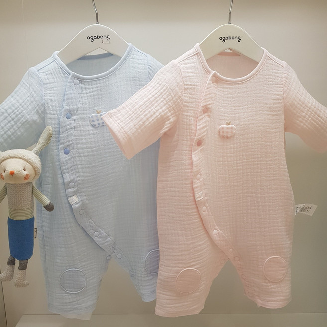 아가방 25 여름 베이비페어! 바람슝슝 유아 시원 거즈면 우주복! 무형광 면 100% 보들한 느낌 좋아 신생아 우주복! 체온높은 베이비들 루즈핏 여름 7부 실내복 바디수트