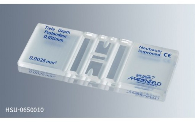 Marienfeld제품 기본형 카운팅챔버 V홀 Neubauer Improve V slash Dark Line 1/EA [HSU-0650010]