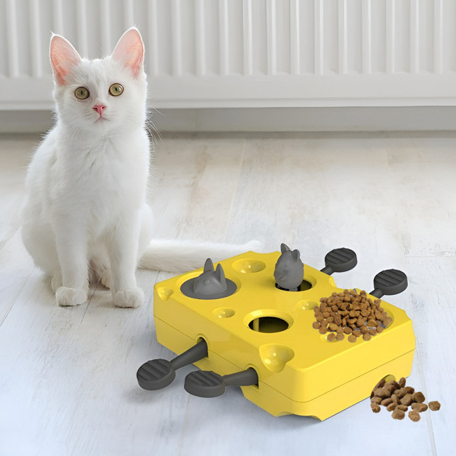 8LOME 고양이 간식 장난감 두더지잡기 지능놀이 노즈워크, 1박스, 레몬색상