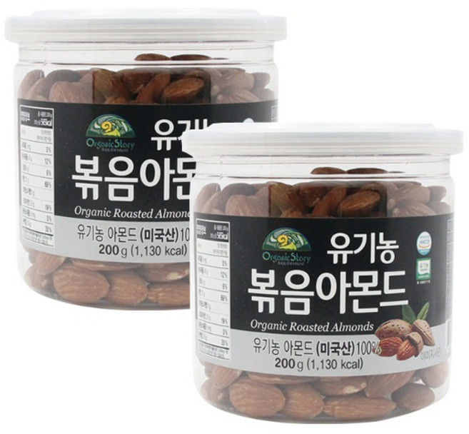 OrganicStory 유기농 볶음 아몬드, 200g, 2개