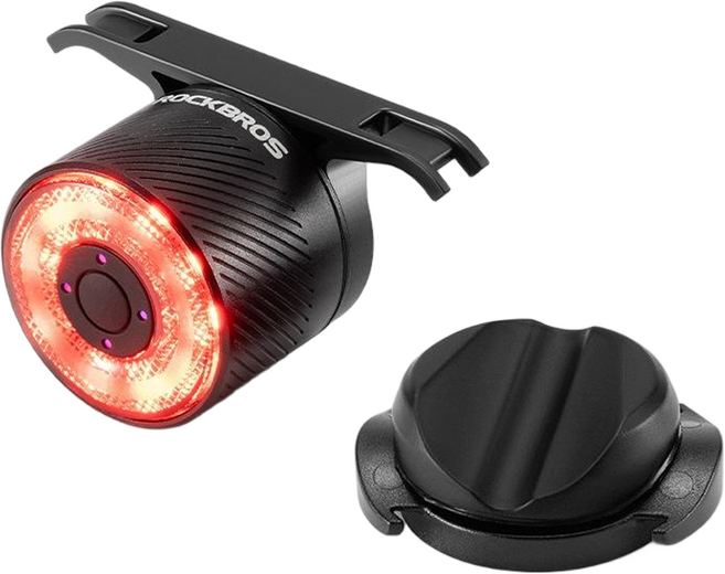 락브로스 동주파 감응 자전거 스마트 브레이크 후미등, 블랙 7 색 빛, 1개