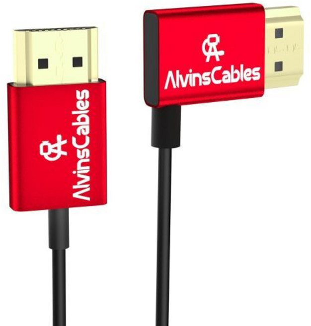 앨빈스 케이블 HDMI 8K 2.1 48Gbps 고속 φ 2.4mm 초박형 A to 8K60Hz 4K120Hz 캐논 C70 소니 A7 A9 카메라 아토모스 스몰HD 모니터 직, 11.8in, Right to Straight