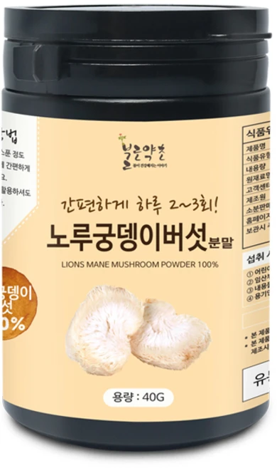 노루궁뎅이버섯 분말, 1개, 40g - 쿠팡