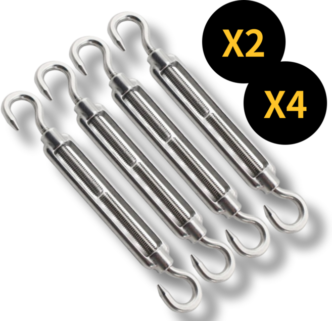 (2p 4p)아이맥스몰 스텐 턴버클 와이어 로프 장력조절 후크타입 훅앤훅 서스 sus 304, 2개