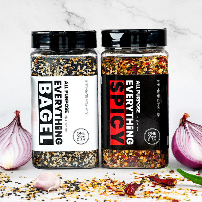 원파디 에브리띵 시즈닝 2종 세트 | 에브리띵 베이글 시즈닝 + 에브리띵 스파이시 시즈닝, 2개, 240g