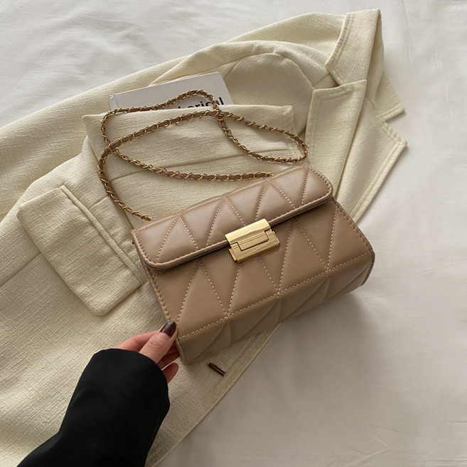 女士鎖釦質感鏈條小包包女春夏百搭ins單肩斜挎包小方包韓版