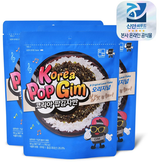 신안1956_코리아팝 김자반(50g)x6봉 /신안김/김자반/신안 청정해역 지주식 원초 사용, 6개