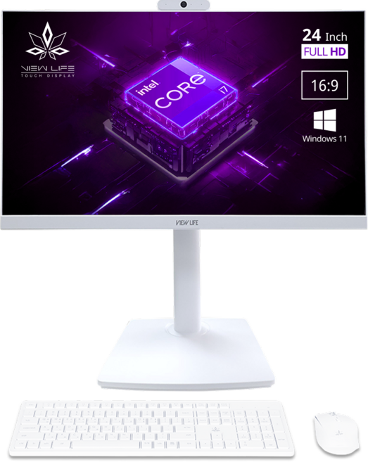 뷰라이프 24형 고급형 웹캠 일체형PC 인텔 I7-13 윈도우11포함 무선키보드마우스 마우스패드 증정, 터치 X(기본형), 512GB, 32GB, 화이트, AP-238TG, WIN11 Pro