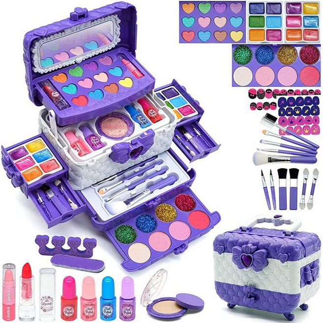 여아용 아동용 메이크업 세트 - 만 3-4세 여아용 아동용 메이크업 세트 Maquillaje para Niñas 어린 소녀를 위한 최고의 장난감 놀이 메이크업 키트 만