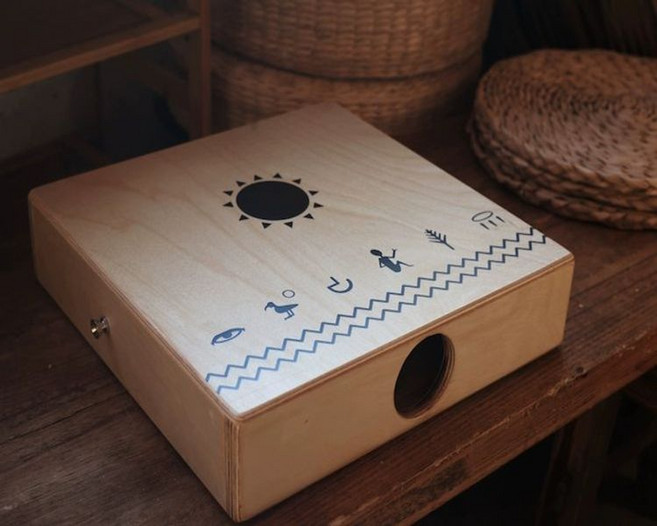 카혼 타악기 버스킹 입문용 리듬 게코 무릎 미니 원목, 4면 원목, 1개