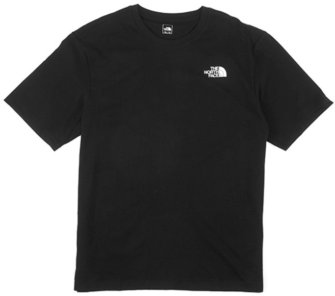 노스페이스 남녀공용 면 기본 반팔 앞뒤 스몰 로고 블랙 티셔츠