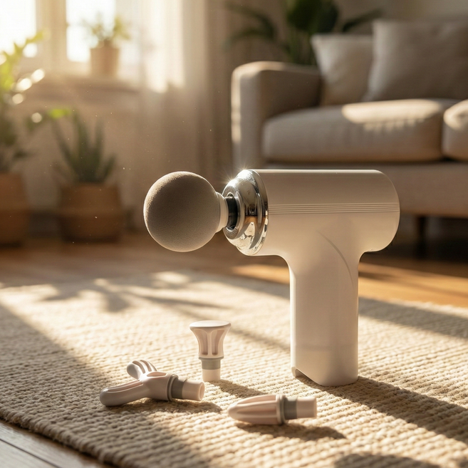 에코마음 4종헤드 무선 미니 마사지건, 화이트, 미니마사지건