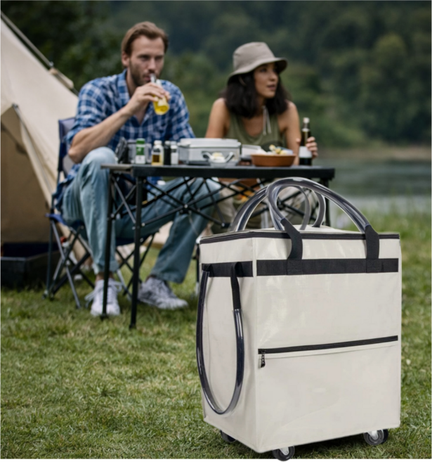 하버켄 바퀴달린 장바구니 롤링 카트, 1개, 크림 화이트