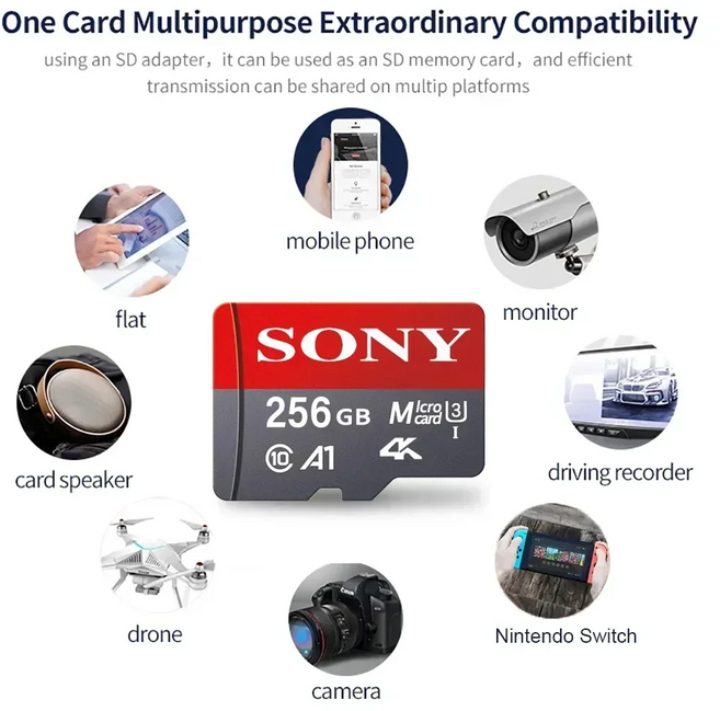 소니 마이크로 SD 메모리 카드 1024GB 512GB, 1개