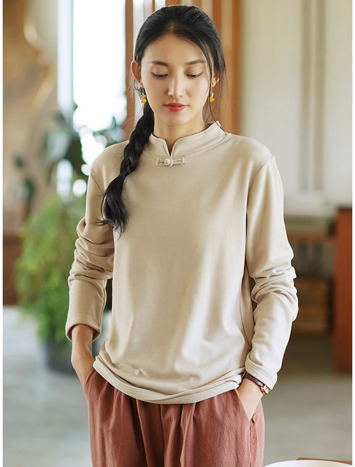 POMTOR 여성 가을 겨울 캐주얼 라운드넥 니트 이너