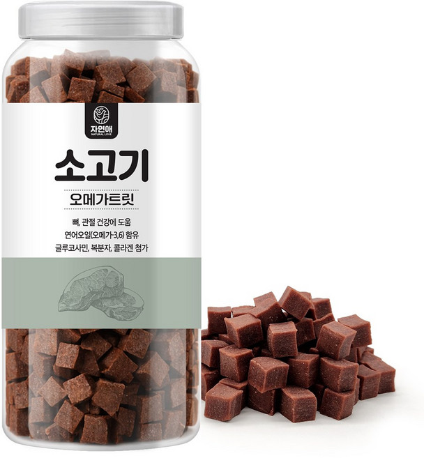 자연애보틀 가수분해 오메가3 강아지 고양이 간식, 소고기_오메가트릿, 520g, 1개