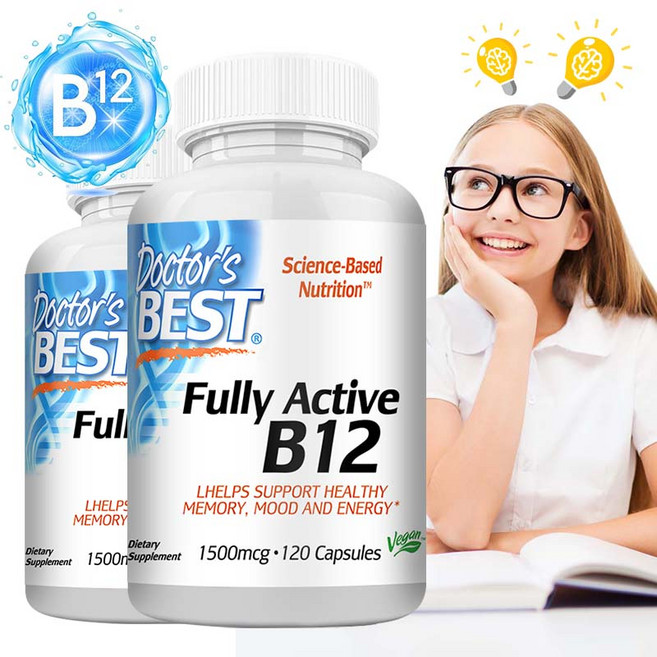 활성비타민B12 1500mg 에너지 정서 혈액순환 지원 Non-GMO 비건성, 1개, 120정