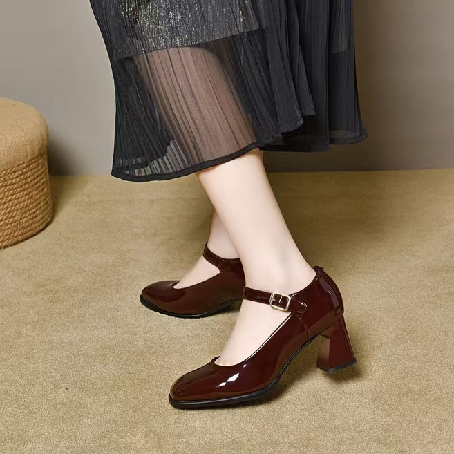 블랙힐 에나멜 메리제인 춘추힐 5cm