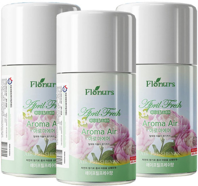아로마에어 방향제 자동분사기 리필 캔 ( 에이프릴 프레쉬 향캔 ), 170g, 3개, 에이프릴프레쉬