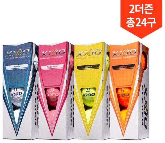 [2박스24구] 던롭 젝시오 정품 일레븐 3피스 골프공 고반발 비거리 장타 골프볼, 4컬러, 2개, 12개입