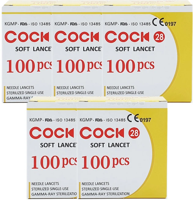 cock 콕 소프트 란셋 28G 아큐첵 소프트클릭스 호환 채혈침, 5개, 100개입 - 쿠팡