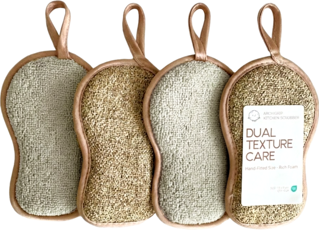 아키그립 고리형 양면 수세미 베이지, 1개, 4개