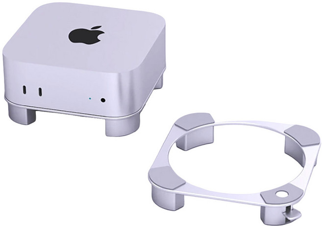 맥미니 m4 pro 전용 알루미늄 스탠드 발열 방지 프리미엄 슬림 쿨링 mac mini M4 도킹스테이션 거치대 받침대, 1개, 실버