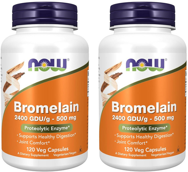 나우푸드 브로멜라인 2400GDU/g-500mg 베지 캡슐, 120정, 2개
