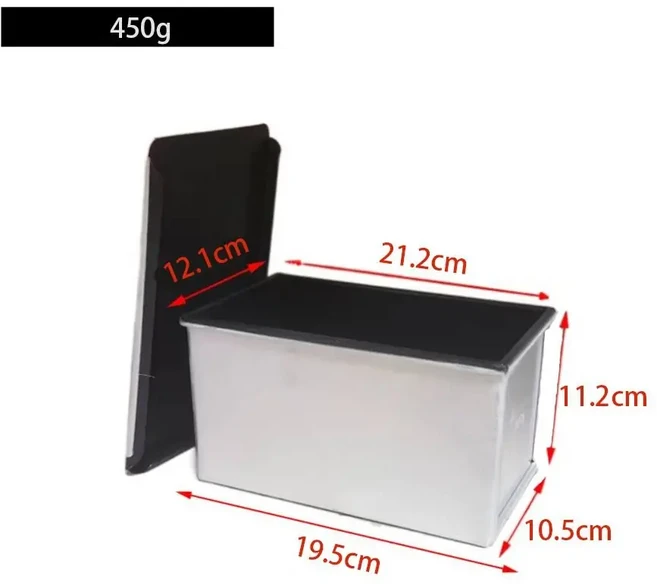 250g/450g/750g/900g/1000g 알루미늄 합금 토스트 케이스 빵 뚜껑 로프 팬이있는 비 코팅, 04 450g