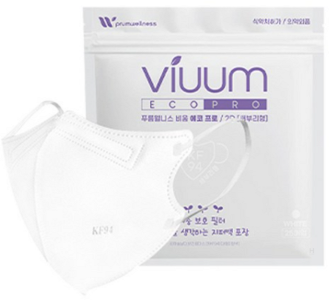 비움 에코프로 마스크 대형 KF94, 25개입, 3개, WHITE (화이트)