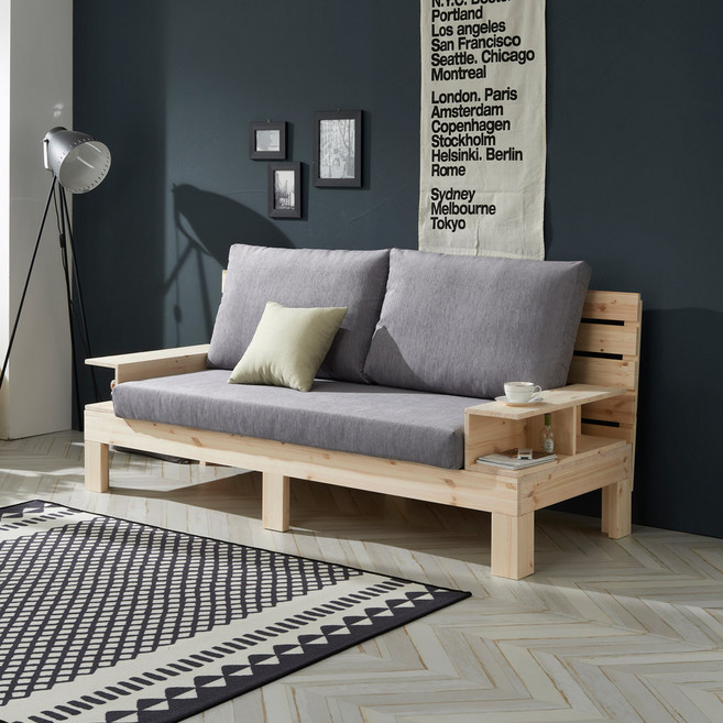 칸 원목 3인용 소파베드