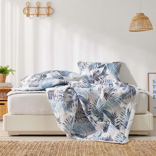 마샤홈 시원한 여름 시어서커 홑이불, 와이키키 블루