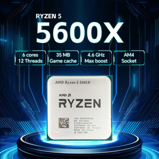 AMD 라이젠 5 5600X 6코어 12스레드 65W 7NM DDR4 L3=32M 3.7GHz 게이밍 프로세서 R5 5600X 소켓 AM4 (팬, 1개