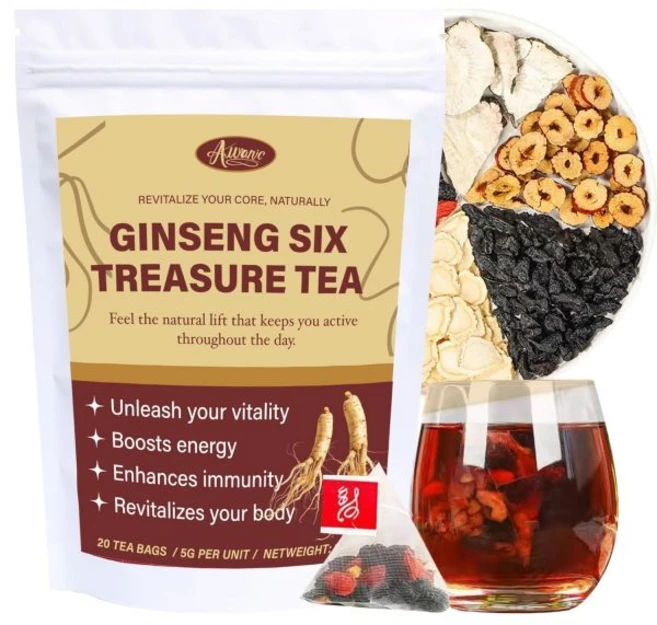 오라닉 20 카운트 신장 차 포뮬러 인삼 식스 트레저 티 남녀 세정 디톡스 에너지 부스터 5 허브 리우바오 티백 마카 폴리곤아툼 울프베리 & 멀버리 포함, 1개 - 쿠팡