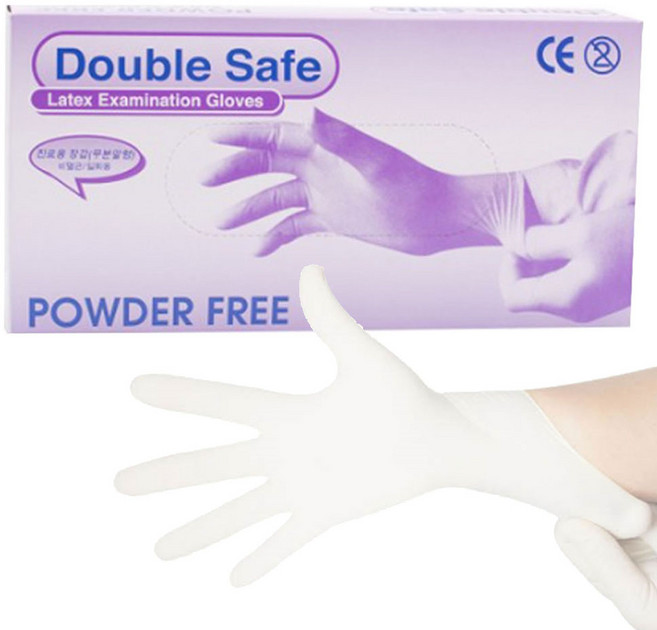 더블세이프 라텍스장갑 100매 M(중형) 의료용 진료용 일회용 글러브, M, 1개