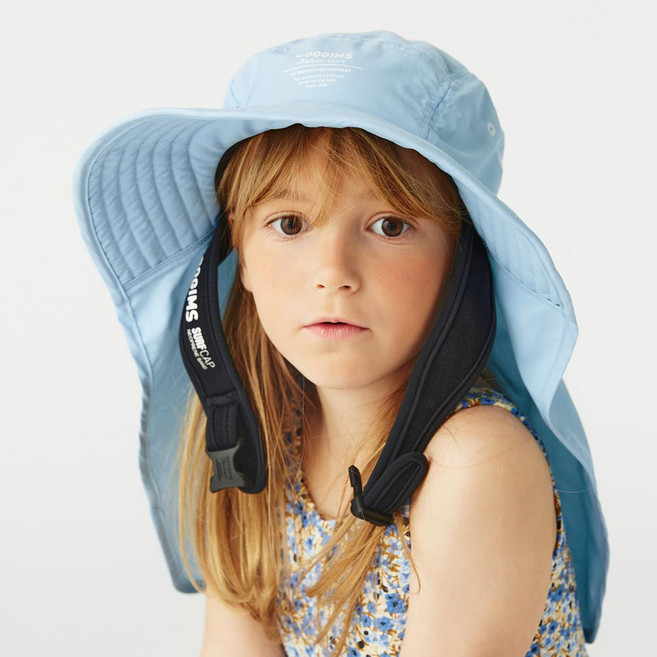 [물놀이+스포츠]구김스 넥커버 키즈 서핑햇 UV차단, S type, 스카이블루