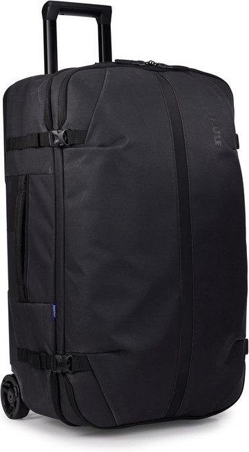 Thule Aion 70cm 휠형 더플백 - 습식/오염물 보관 공간 부드러운 휠 내부 압축 스트랩 잠금 가능한 외부 지퍼 100% 재활용 PFC 프리 왁스 처리 캔버스 원단, 검정
