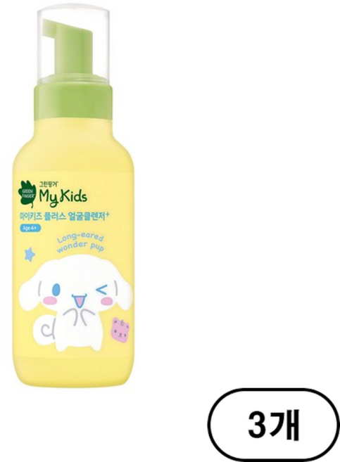 그린핑거 마이키즈 플러스 산리오 얼굴클렌저 복숭아향, 200ml, 3개