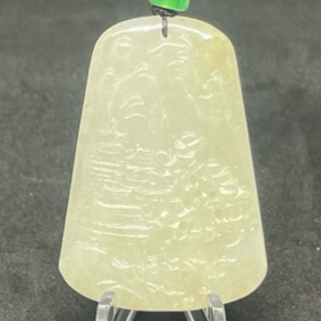 翡翠山水牌 中國風山水畫 精雕細琢吊墜 祈願平安吉祥