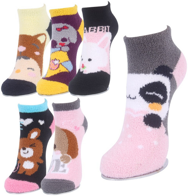 남성용/여성용 일반 수면 캐릭터 스니커즈 양말 6켤레 set