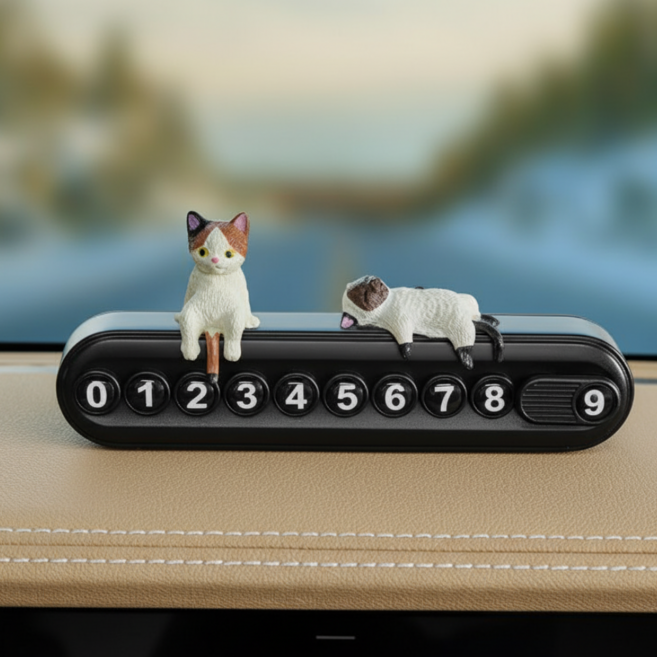 레모홈 귀여운 고양이 자동차 주차 번호판, 1개, 블랙