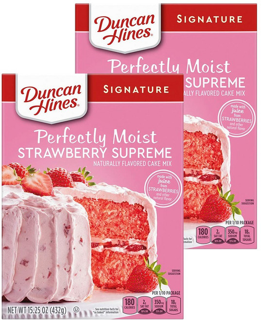 던컨하인즈 시그니처 스트로베리 수프림 모이스트 케이크 믹스, 432g, 2개