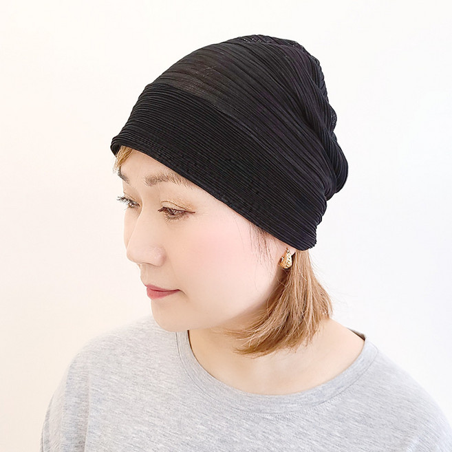 플리츠 시스루 데일리 얇은 비니 두건 중년 여자 모자