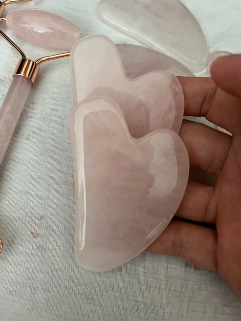 紫珠 粉水晶 玉石 面部刮痧板 提拉臉部眼部撥筋棒 刮臉板 美容石材, 1個, 如圖所示
