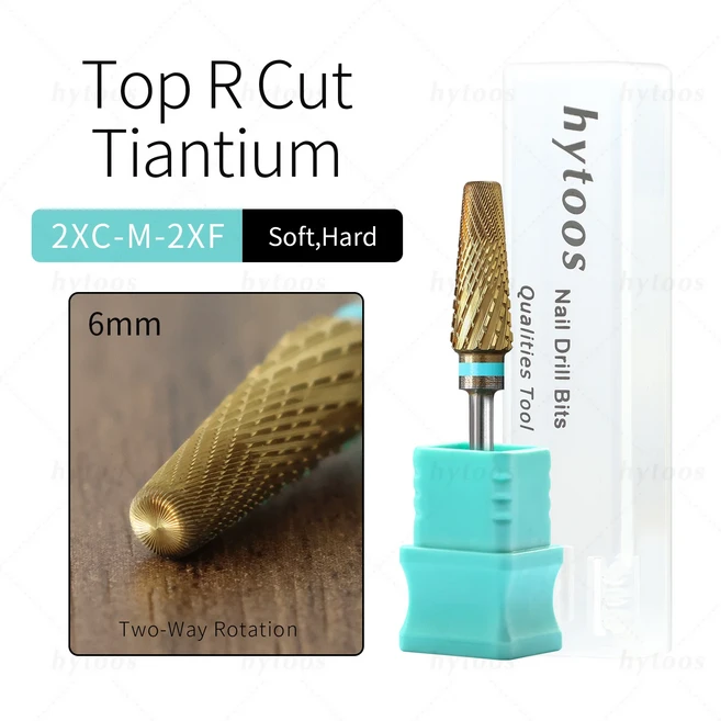 HYTOOS 안전 5 in 1 프로 네일 드릴 비트 DLC/티타늄 카바이드 테이퍼드 네일 비트 젤 제거 파일 드릴 액세, 01 Titanium coating