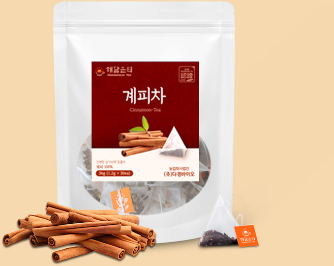 해담은티 계피차 친환경(PLA)삼각티백 1.2g, 1개, 30개입