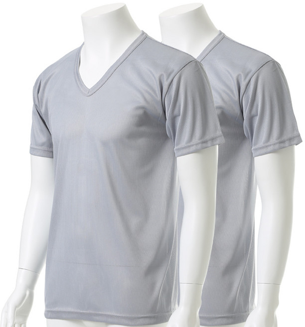 슬레진저 지시프 남성용 냉감 통기성 쿨론 V넥 반팔티 2p