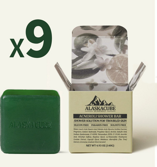 알래스카큐브 아크네롤리 퍼퓸 샤워바 여드름 비누, 9개입, 140g